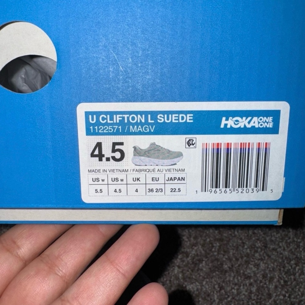 New Size 5.5 Hoka Clifton L Suede Sneaker Smoke Green